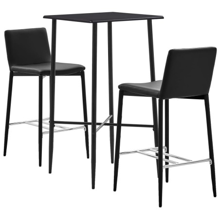 3-tlg. Bar-Set Kunstleder Schwarz