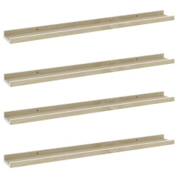 vidaXL Wandregale 4 Stk. Weiß und Sonoma-Eiche 80x9x3 cm