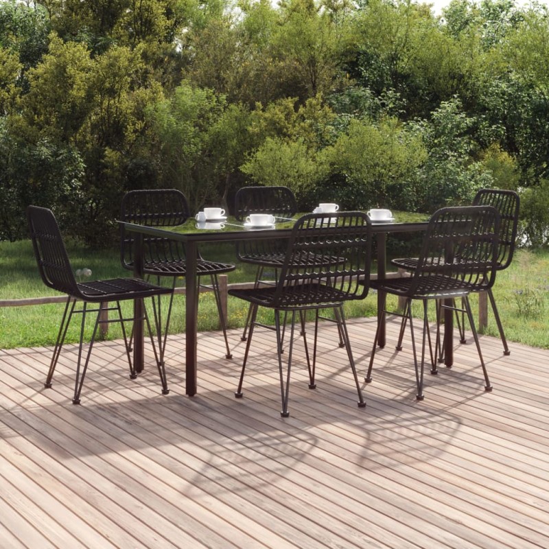 vidaXL 7-tlg. Garten-Essgruppe Schwarz Poly Rattan vidaXL 7-tlg. Garten-Essgruppe Schwarz Poly Rattan