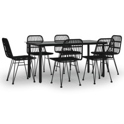 vidaXL 7-tlg. Garten-Essgruppe Schwarz Poly Rattan