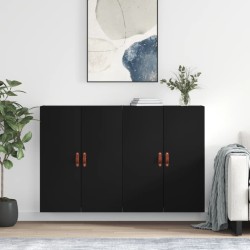 vidaXL Wandschränke 2 Stk. Schwarz 69,5x34x90 cm