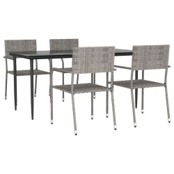 vidaXL 5-tlg. Garten-Essgruppe Grau und Schwarz Poly Rattan und Stahl