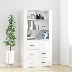 vidaXL Highboard Hochglanz-Weiß Holzwerkstoff