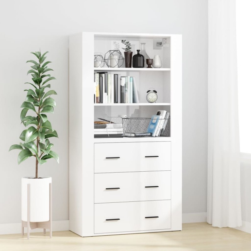 vidaXL Highboard Hochglanz-Weiß Holzwerkstoff vidaXL Highboard Hochglanz-Weiß Holzwerkstoff