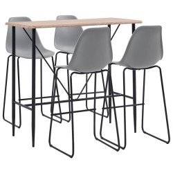5-tlg. Bar-Set Kunststoff Grau