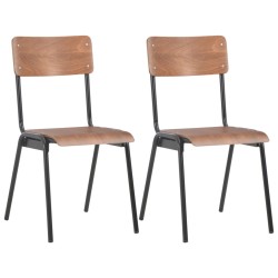vidaXL Esszimmerstühle 2 Stk. Braun Massives Sperrholz Stahl