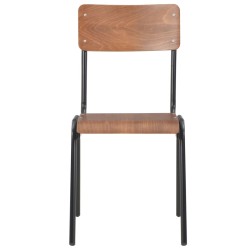 vidaXL Esszimmerstühle 2 Stk. Braun Massives Sperrholz Stahl