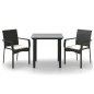 vidaXL 3-tlg. Garten-Essgruppe mit Kissen Schwarz Poly Rattan vidaXL 3-tlg. Garten-Essgruppe mit Kissen Schwarz Poly Rattan