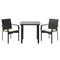 vidaXL 3-tlg. Garten-Essgruppe mit Kissen Schwarz Poly Rattan vidaXL 3-tlg. Garten-Essgruppe mit Kissen Schwarz Poly Rattan