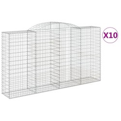 vidaXL Gabionen mit Hochbogen 10 Stk 300x50x160/180cm Verzinktes Eisen