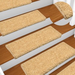 vidaXL Teppich-Treppenstufen 15 Stk. 65x21x4 cm Beige
