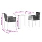vidaXL 3-tlg. Garten-Essgruppe mit Kissen Schwarz Poly Rattan & Stahl vidaXL 3-tlg. Garten-Essgruppe mit Kissen Schwarz Poly Rattan & Stahl