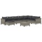 vidaXL 9-tlg. Garten-Lounge-Set mit Kissen Grau Poly Rattan vidaXL 9-tlg. Garten-Lounge-Set mit Kissen Grau Poly Rattan