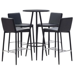 5-tlg. Bar-Set Kunstleder Schwarz