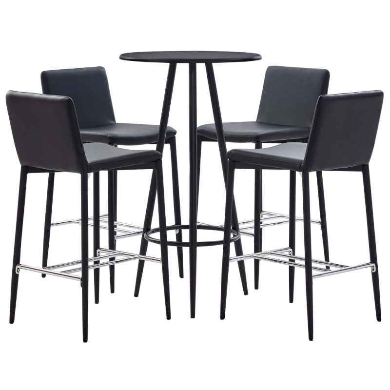 5-tlg. Bar-Set Kunstleder Schwarz 5-tlg. Bar-Set Kunstleder Schwarz