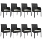 vidaXL 9-tlg. Garten-Essgruppe mit Kissen Schwarz Poly Rattan