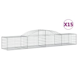 vidaXL Gabionen mit Hochbogen 15 Stk. 300x50x40/60 cm Verzinktes Eisen