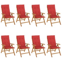 vidaXL Gartenstühle mit Auflagen 8 Stk. Massivholz Teak