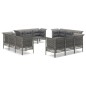 vidaXL 12-tlg. Garten-Lounge-Set mit Kissen Grau Poly Rattan vidaXL 12-tlg. Garten-Lounge-Set mit Kissen Grau Poly Rattan