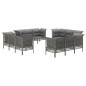 vidaXL 12-tlg. Garten-Lounge-Set mit Kissen Grau Poly Rattan vidaXL 12-tlg. Garten-Lounge-Set mit Kissen Grau Poly Rattan