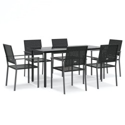 vidaXL 7-tlg. Garten-Essgruppe Poly Rattan und Stahl