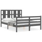 vidaXL Massivholzbett mit Kopfteil Grau 120x200 cm vidaXL Massivholzbett mit Kopfteil Grau 120x200 cm