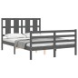 vidaXL Massivholzbett mit Kopfteil Grau 120x200 cm vidaXL Massivholzbett mit Kopfteil Grau 120x200 cm