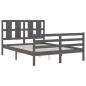 vidaXL Massivholzbett mit Kopfteil Grau 120x200 cm vidaXL Massivholzbett mit Kopfteil Grau 120x200 cm