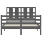 vidaXL Massivholzbett mit Kopfteil Grau 120x200 cm vidaXL Massivholzbett mit Kopfteil Grau 120x200 cm