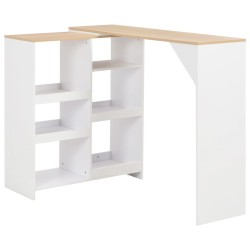 vidaXL Bartisch mit Beweglichem Regal Weiß 138x39x110 cm