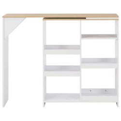 vidaXL Bartisch mit Beweglichem Regal Weiß 138x39x110 cm