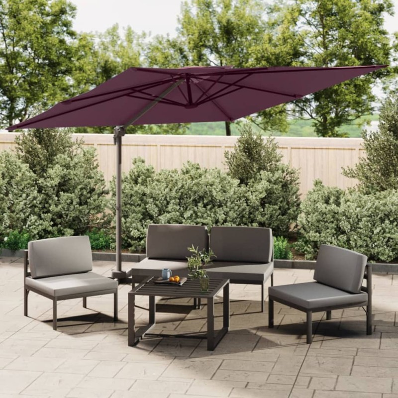 vidaXL Ampelschirm mit Doppeldach Bordeauxrot 300x300 cm vidaXL Ampelschirm mit Doppeldach Bordeauxrot 300x300 cm