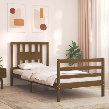 vidaXL Massivholzbett mit Kopfteil Honigbraun 100x200 cm