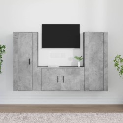 vidaXL 3-tlg. TV-Schrank-Set Betongrau Holzwerkstoff