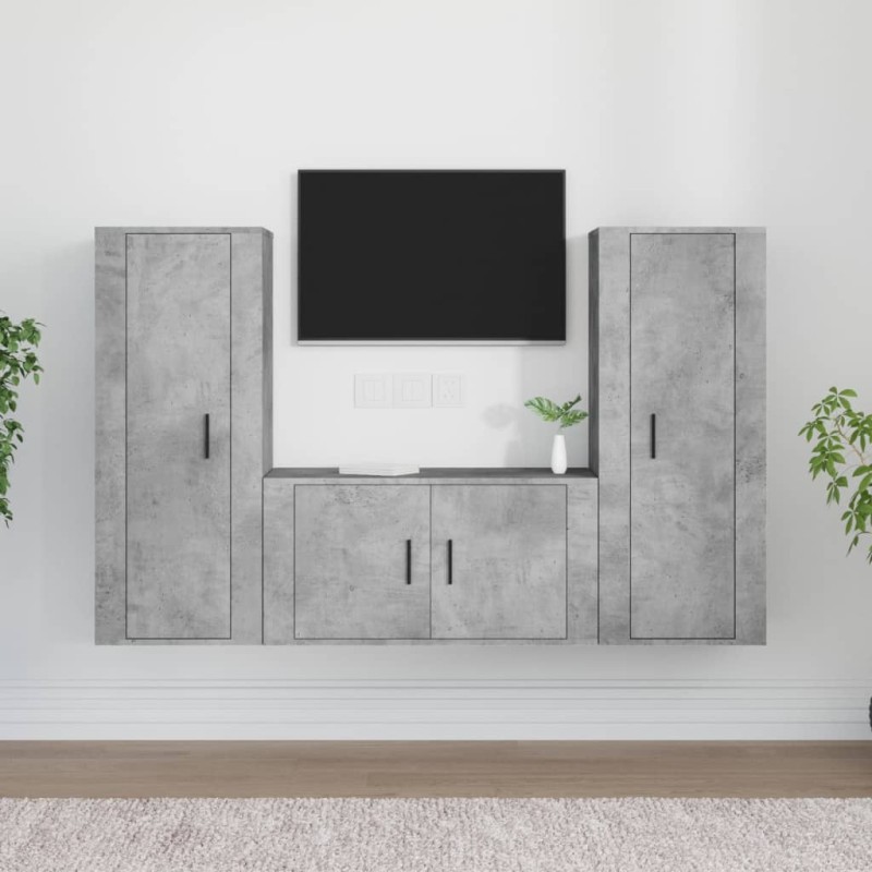 vidaXL 3-tlg. TV-Schrank-Set Betongrau Holzwerkstoff vidaXL 3-tlg. TV-Schrank-Set Betongrau Holzwerkstoff