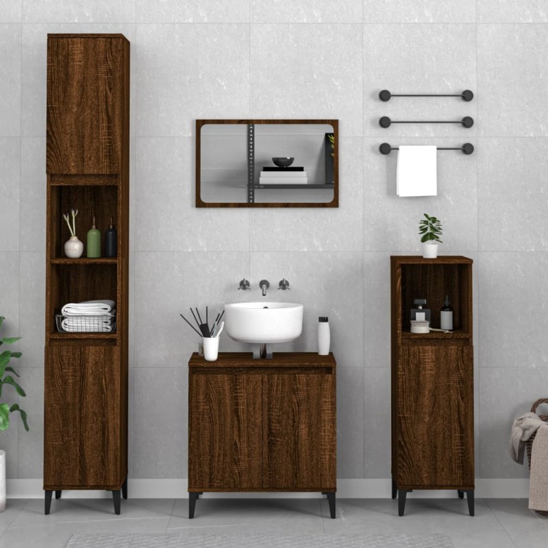 vidaXL 3-tlg. Badmöbel-Set Braun Eichen-Optik Holzwerkstoff vidaXL 3-tlg. Badmöbel-Set Braun Eichen-Optik Holzwerkstoff