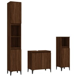 vidaXL 3-tlg. Badmöbel-Set Braun Eichen-Optik Holzwerkstoff