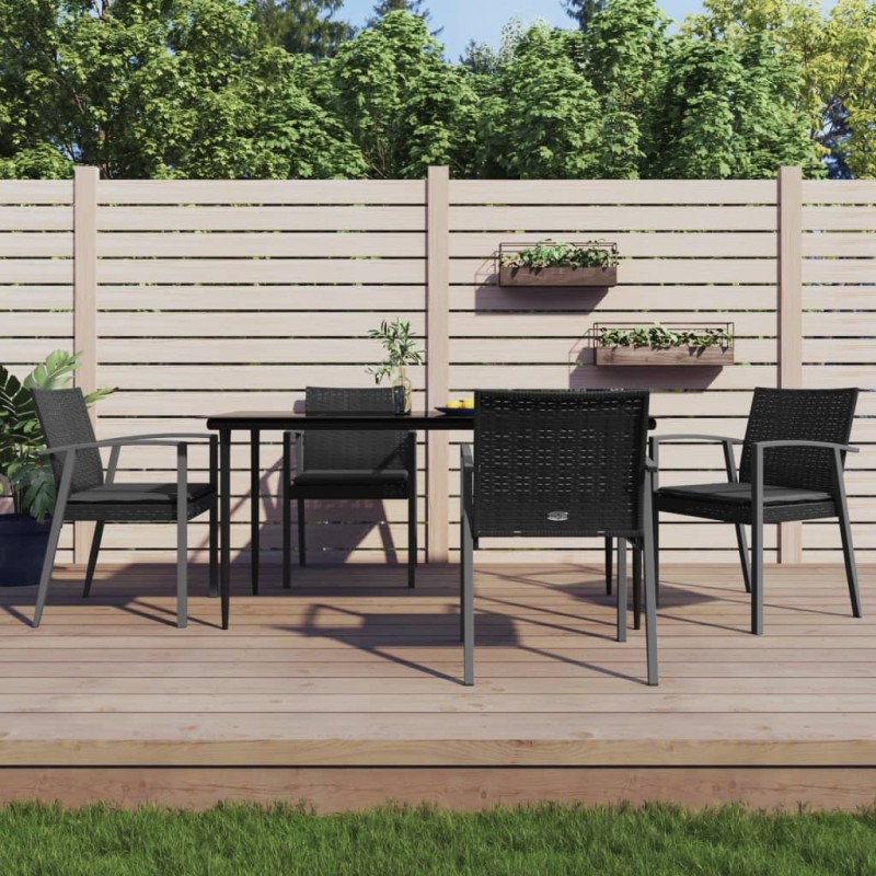 vidaXL 5-tlg. Garten-Essgruppe mit Kissen Poly Rattan und Stahl vidaXL 5-tlg. Garten-Essgruppe mit Kissen Poly Rattan und Stahl
