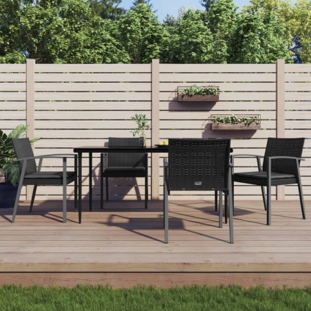 vidaXL 5-tlg. Garten-Essgruppe mit Kissen Poly Rattan und Stahl