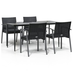vidaXL 5-tlg. Garten-Essgruppe mit Kissen Poly Rattan und Stahl