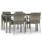 vidaXL 5-tlg. Garten-Essgruppe mit Kissen Grau Poly Rattan vidaXL 5-tlg. Garten-Essgruppe mit Kissen Grau Poly Rattan