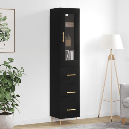 vidaXL Highboard Schwarz 34,5x34x180 cm Holzwerkstoff