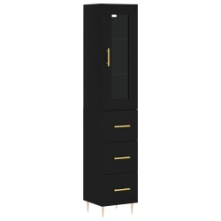 vidaXL Highboard Schwarz 34,5x34x180 cm Holzwerkstoff