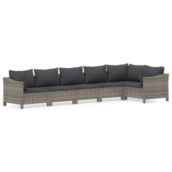 vidaXL 6-tlg. Garten-Lounge-Set mit Kissen Grau Poly Rattan