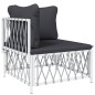 vidaXL 9-tlg. Garten-Lounge-Set mit Kissen Weiß Stahl vidaXL 9-tlg. Garten-Lounge-Set mit Kissen Weiß Stahl