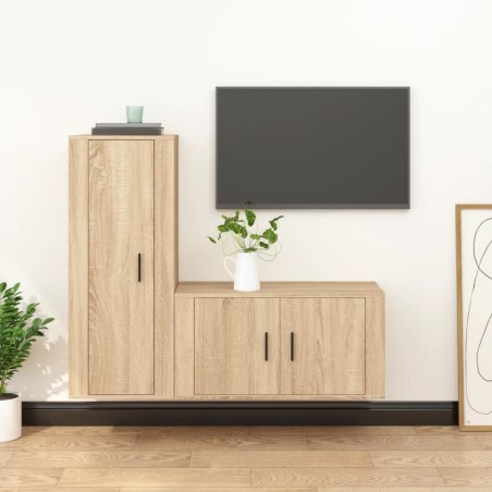 vidaXL 2-tlg. TV-Schrank-Set Sonoma-Eiche Holzwerkstoff