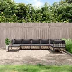 vidaXL 8-tlg. Garten-Lounge-Set mit Kissen Anthrazit Poly Rattan