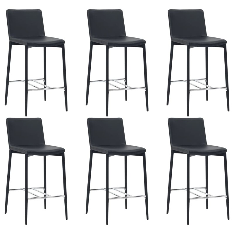 Barhocker 6 Stk. Schwarz Kunstleder Barhocker 6 Stk. Schwarz Kunstleder