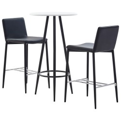 3-tlg. Bar-Set Kunstleder Schwarz