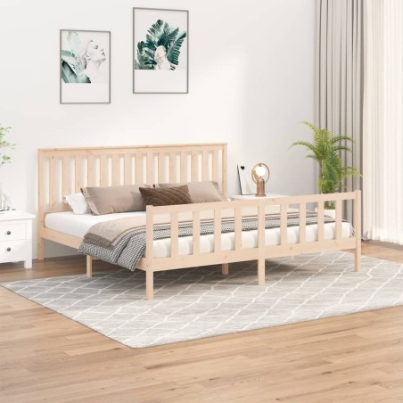 vidaXL Massivholzbett mit Kopfteil 200x200 cm Kiefer